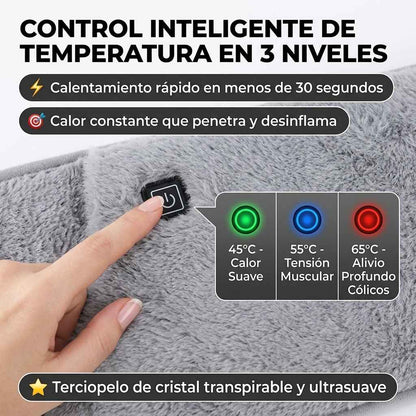 ThermaCare Comfort™ - Cinturón Térmico de Felpa con Control de Temperatura y Bolsillo Canguro