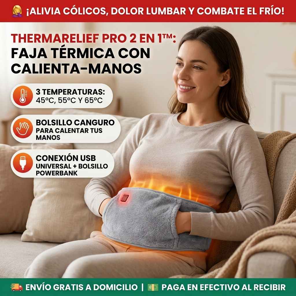 ThermaCare Comfort™ - Cinturón Térmico de Felpa con Control de Temperatura y Bolsillo Canguro